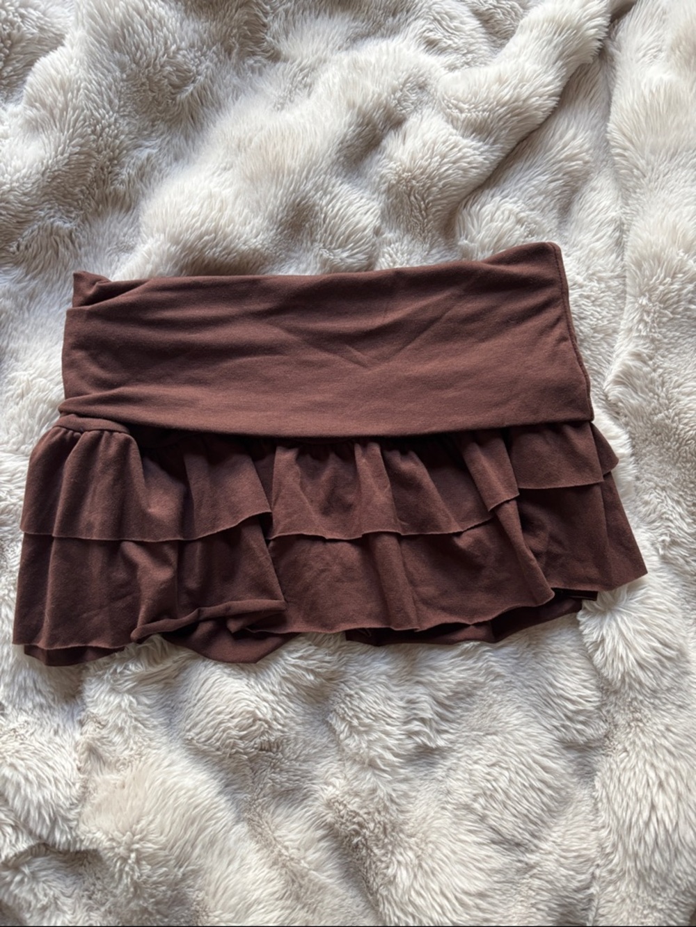 Brown Ruffle Mini Skirt